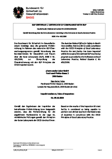 GLP Certificate page 1 of 2